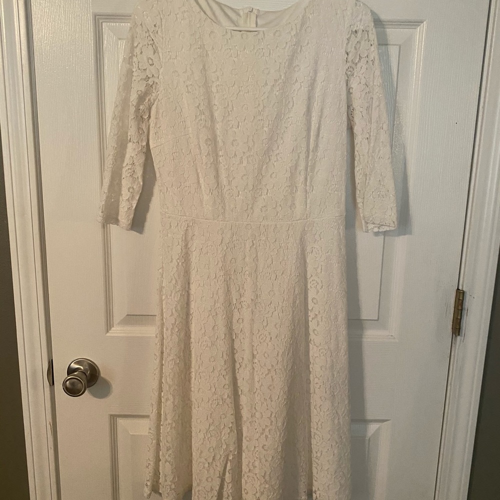 Amazon brand ivory lace dress, A-line size L